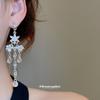 Diamond-encrusted hollow flower fringed necklace earrings set exquisite fashion versatile collarbone chain light luxury high-end jewelry