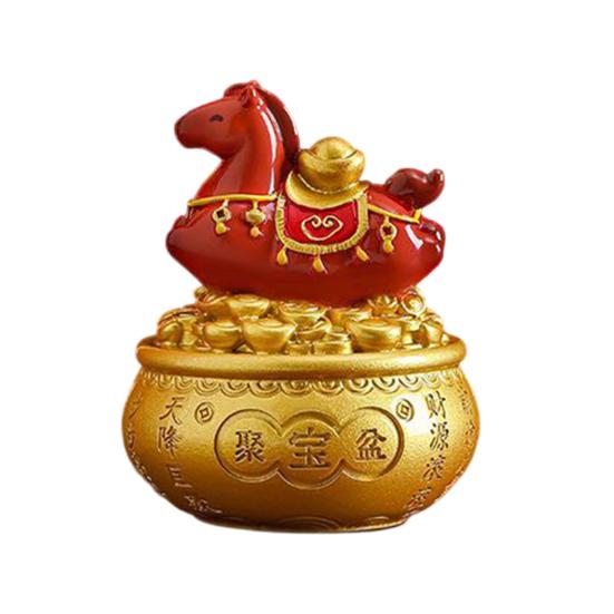 Čínské zvěrokruhové koňské sošky Rok koně Roztomilá otočná figurka koně Pryskyřice Šťastná Feng Shui ozdoba pro domácnost, kancelář, obchod Stolní dekorace