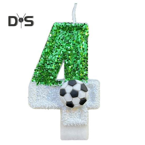 Fußball-Geburtstagskerze, umweltfreundlich, geruchsneutral, Pailletten-Design, einfach zu verwenden, langlebig, Kerze mit den Zahlen 0–9, Kuchendekoration