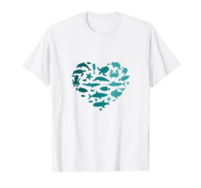 Funny Sea Creatures Heart Funny Cute Goods Clothes Story Present Original Summer T-shirt Men's T-shirt