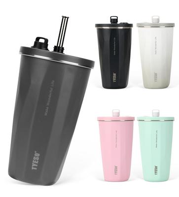 On Social TYESO Tumbler with Stainless with Vacuum Keeps Hot or Easy To Direct Large 2025 Upgraded Version [Popular Media] Straw, 600ml, Steel, Lid,