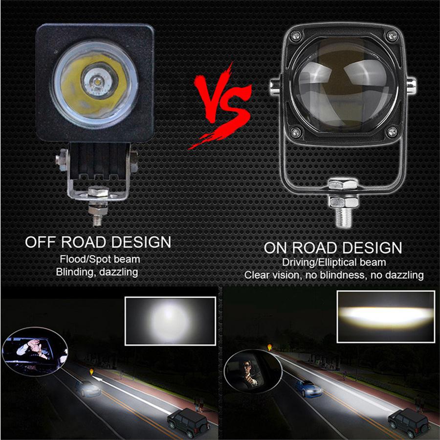 2Pcs 2" Square 20W LED Work Lights Spot Driving Fog Lamp For Car Truck Boat ATV