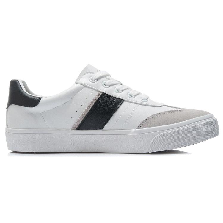 New LiNing Vulc Lite Low Top Skateboard Shoes Men's White Black AGCR339-2