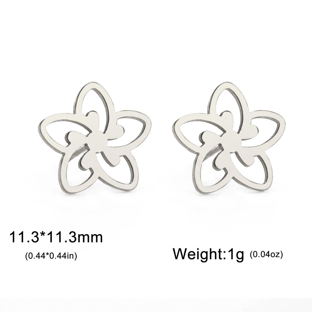 Kpop Flower Stud Earring Stainless Steel Mini Ear Studs for Women Trendy Floral Jewelry Wedding Gift