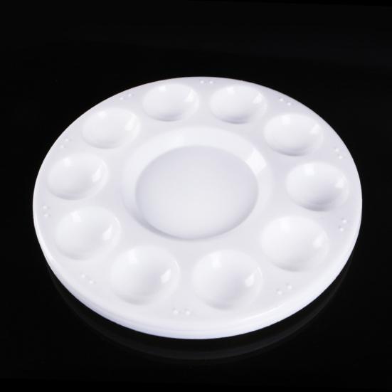 2 Stück 17CM Farbpalette 11 Vertiefungen Rund Antihaftbeschichtet Leicht zu Reinigen Kind Erwachsener Schüler Handwerk DIY Aquarell Mischen Öl Acryl