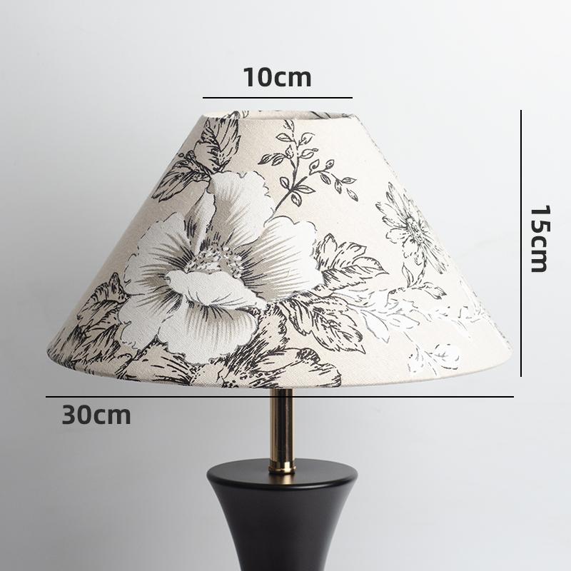 Retro Linen Fabric Floral Pattern Lampshades Pastoral Style Pleated Table Lampshade Bedroom Hotel Bedside Floor Lamp Cover