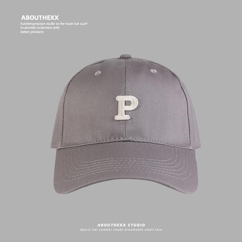 Hat Women's Simple P Letter Baseball Hat Korean Version Versatile Couple Baseball Hat Outdoor Sports Casual Sun Hat Men