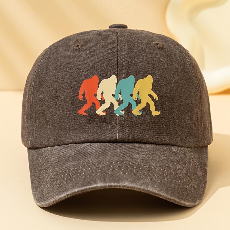 Colorful gorilla printed washed baseball cap for men and women, suitable for outdoor vacation, camping, and leisure fishing