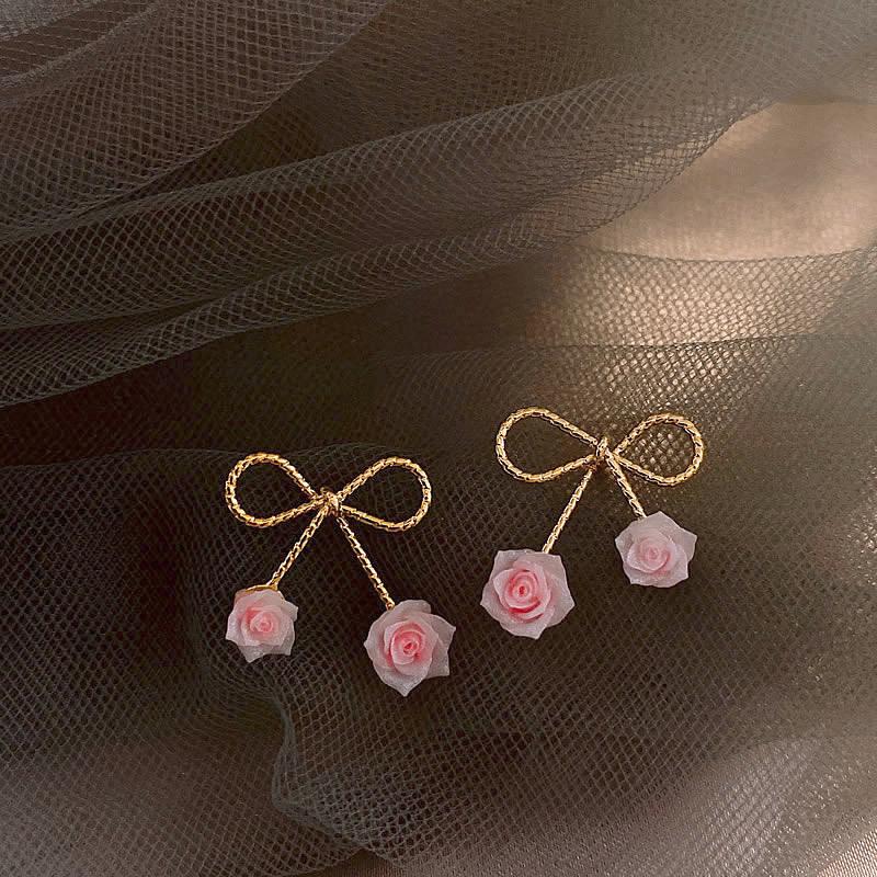 

Серьги-пусеты с розовыми цветами из смолы, простые и милые серьги, модные серьги в виде сердца для девушки, женские с высоким чувством стиля