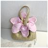 Floral Print Drawstring Crossbody Bag Korean Style Pocket Flower Pattern Durable Canvas Shoulder Bag for Daily Carry