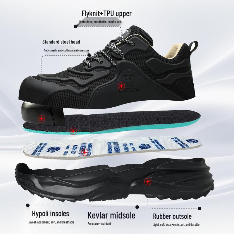Men's Ultra-light Steel Toe Safety Shoes: Anti-smash, Anti-puncture, Soft Sole Work Shoes