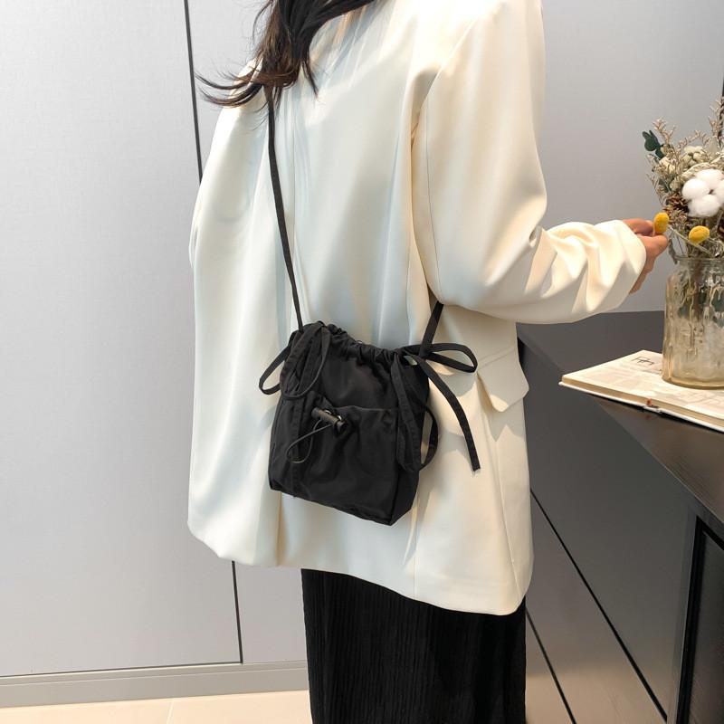 Trendy Korean Canvas Bucket Bag For Women Vintage Chic Summer Shoulder Bag