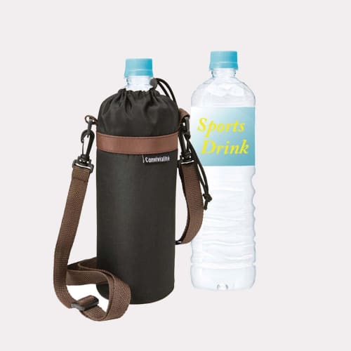 Torne Neo Urethane PET Bottle Holder, Black, Insulates 900ml-1L Bottles, Aluminum Interior, Condensation Resistant, Shoulder Strap Included, P-3575