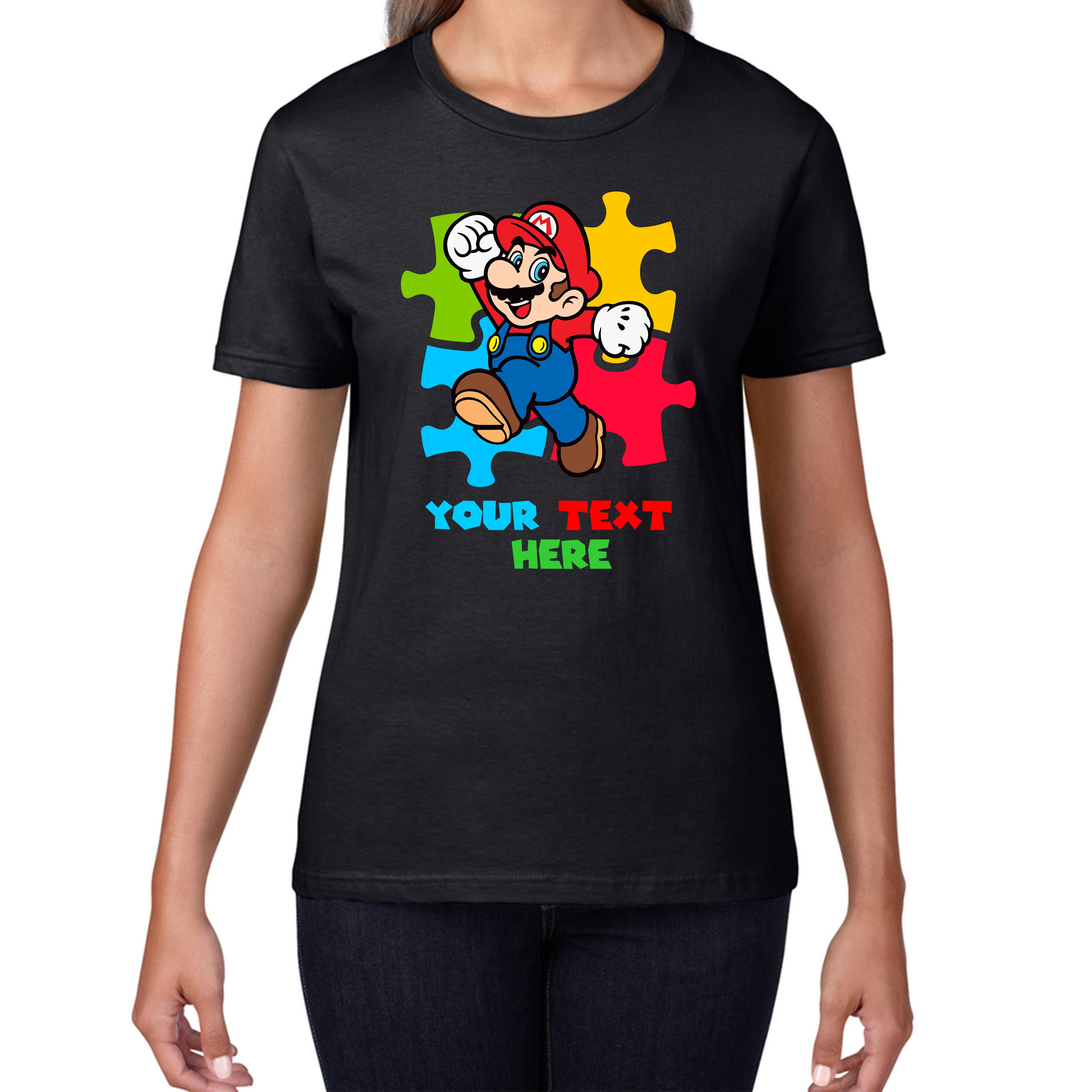 Personalised Super Mario Puzzle Funny Ladies T Shirt Mens Tops Tees Unisex S