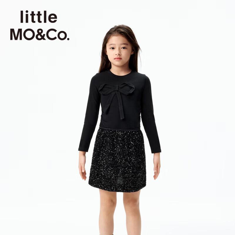 Little MO&Co. Девичья антибактериальная футболка с длинным рукавом и бантом 160