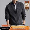 Hengyuanxiang 2025 Men's Wool Zip Cardigan - Winter Knit Stand Collar Sweater