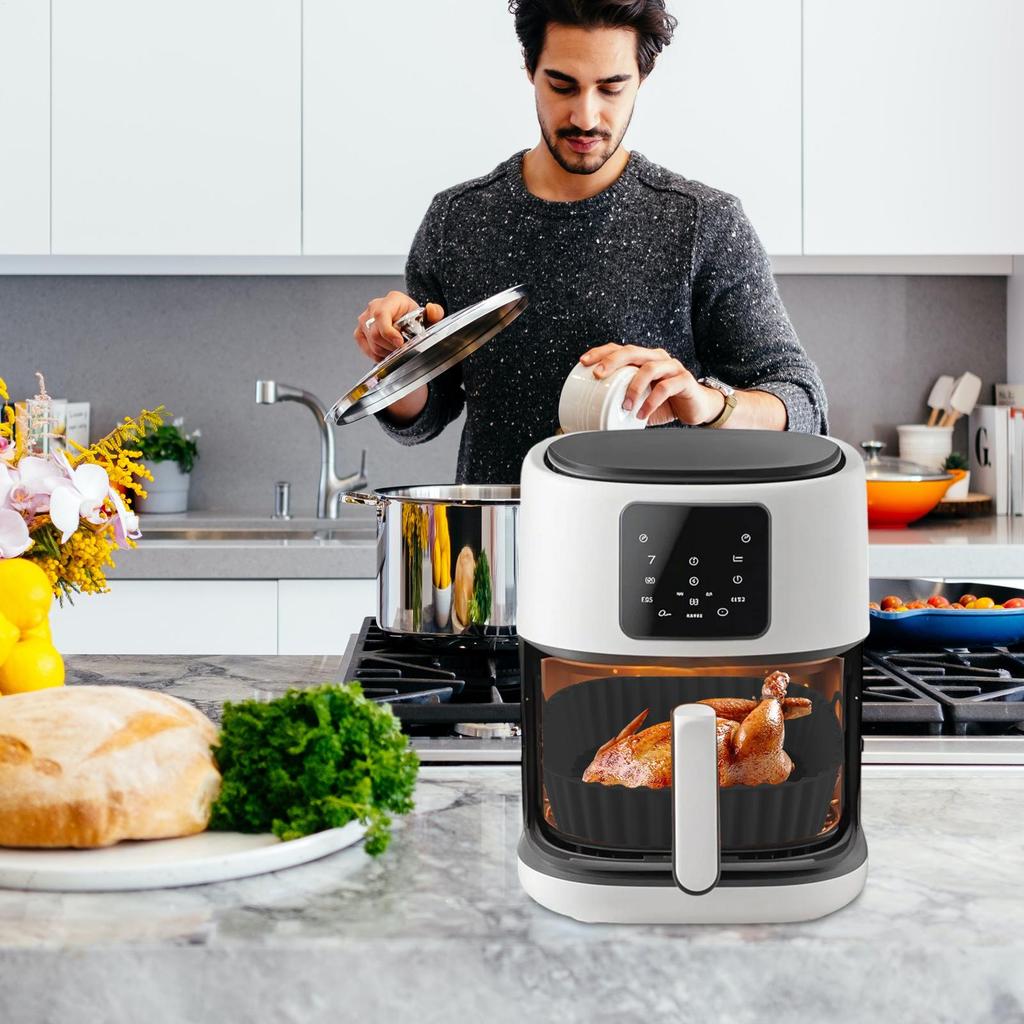 Reusable Air Fryer Liner Oven Baking Plate Silicone Basket Accessories For Cake Pizza Fried Chicken Cooking Kitchen Cookware