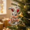Acrylic Animal Car Pendant Easter Bunny Pendant, Cute Rabbit with Basket, 2D Party Hanging Decor Rearview Mirror Ornament, Bag Keychain Accessory,