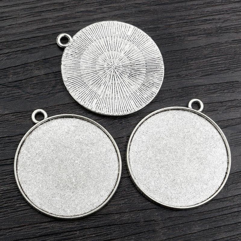 5pcs/lot 35mm Inner Size Antique Bronze and Silver colors plated Vintage baroque Style Cabochon Base Setting Charms Pendant 