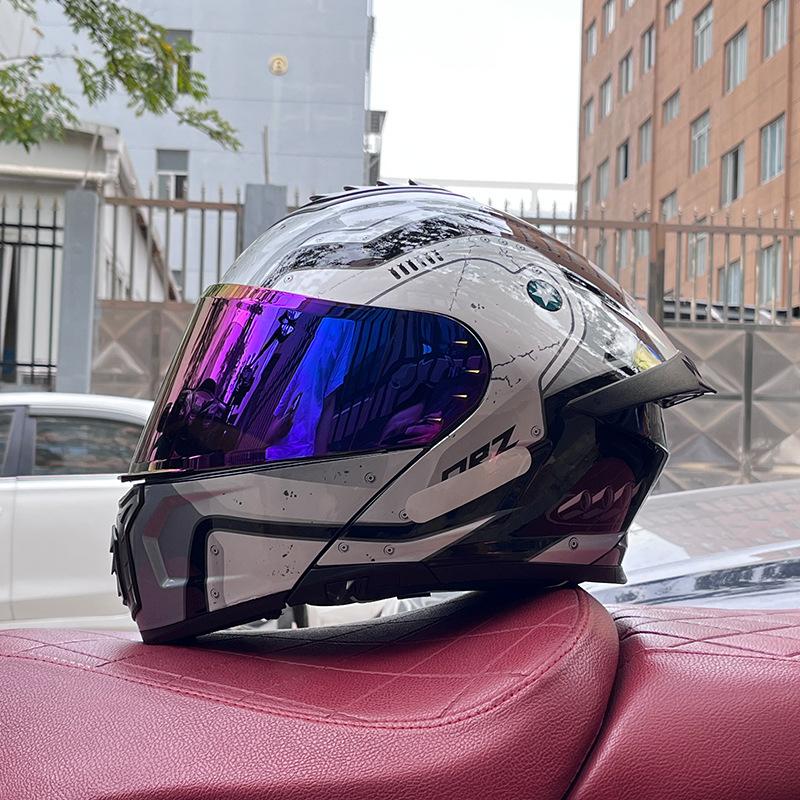 Electric vehicle helmet men's and women's face-opening helmet summer double mirror tail semi-full cover type personalized four-season Bluetooth couple