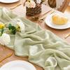 4PCS Sage Green Chiffon Wedding Table Runner,Chair Sashes Gauze Sheer Vintage Dining Birthday Party FestivalCake Table Decor