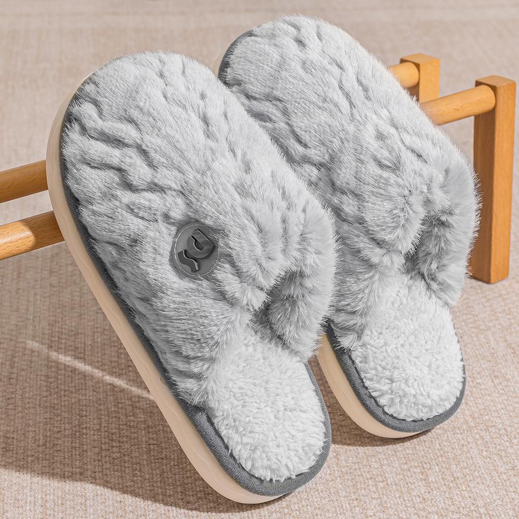 Autumn and winter warm plush cotton slippers soft sole couple home non-slip indoor home 2025 new shoes