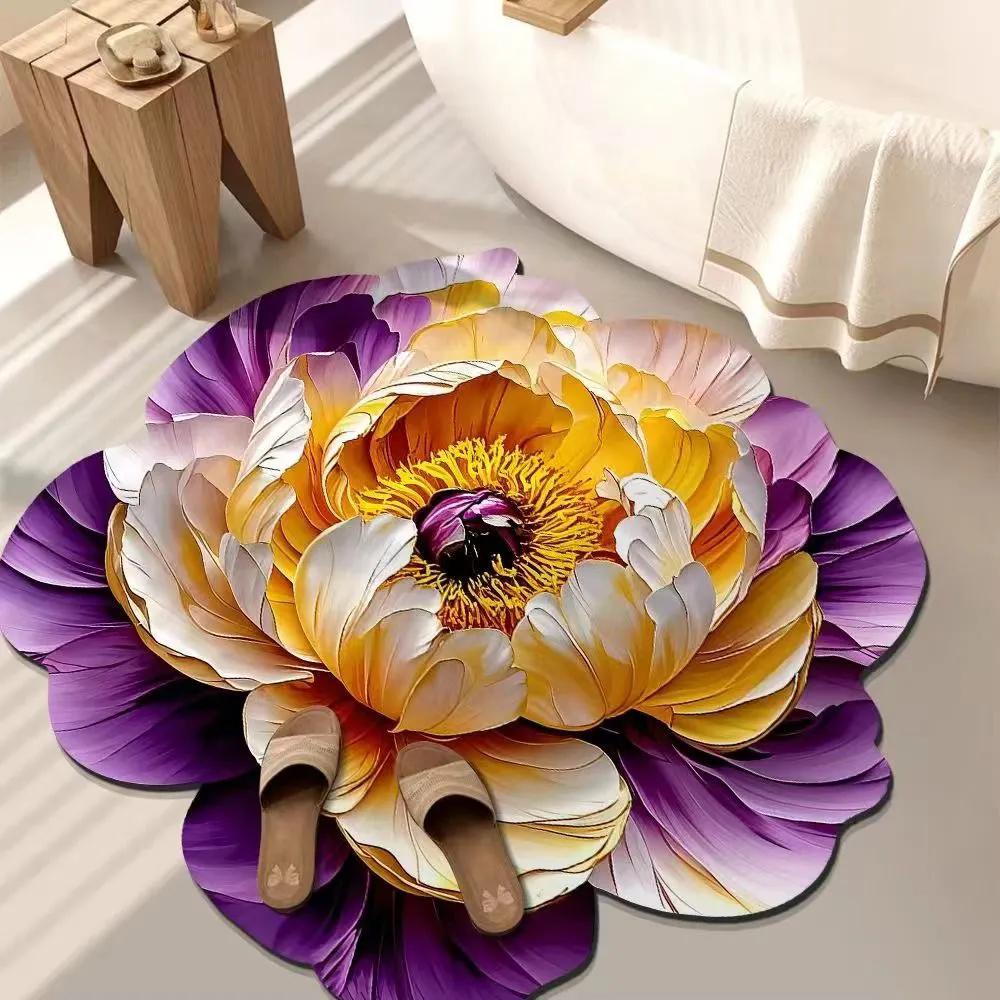 WTEMPO Bohemian Style Printed Carpets Flower Floor Mats Living Room Sofa Table Blankets Bedside Bedroom Rectangular Foot Mats