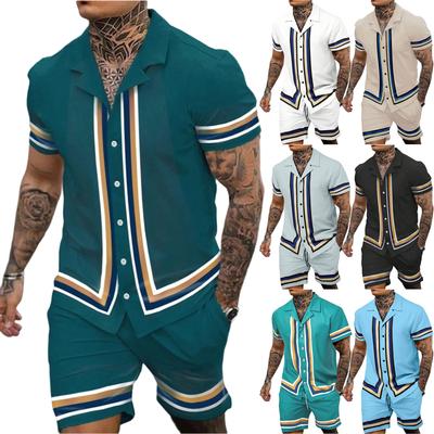 Hommes Sports Loisirs Manches Courtes T-shirt Short Ensemble Deux,Pièces