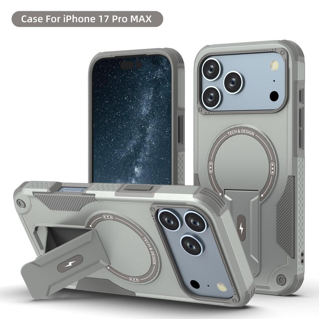 For Magsafe Stand Invisible Hard Protective Phone Case for IPhone 17Air 17 Pro Max 16 15 14 Plus 13 12 Pro Max Magnetic Cover