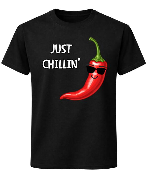 Just Chillin Chili Pepper Funny Pun T-Shirt Cute Food Humour Unisex Tee S разноцветный