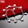 925 Sterling Silver Round Cake Side Chain Simple Bracelet Gift Jewelry