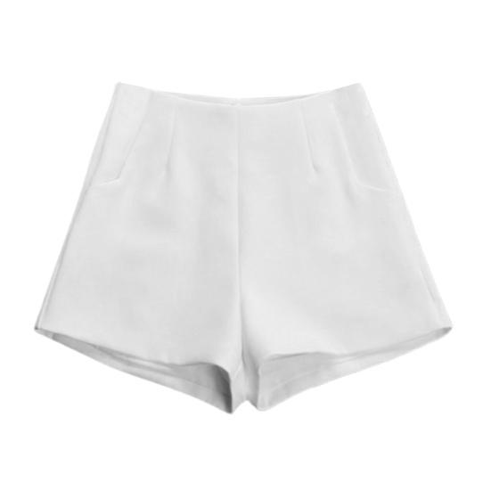 

Летние женские шорты трапециевидной формы с высокой талией, облегающие однотонные боковые карманы, застежка-молния, повседневная одежда для отдыха, пляжные мини-шорты, короткие брюки M белый