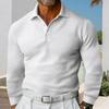 Men Spring Fall Top Turn-down Collar Buttons Waffle Texture Long Sleeves Solid Color Slim Fit Shirt Pullover Daily Wear Dating Clothes