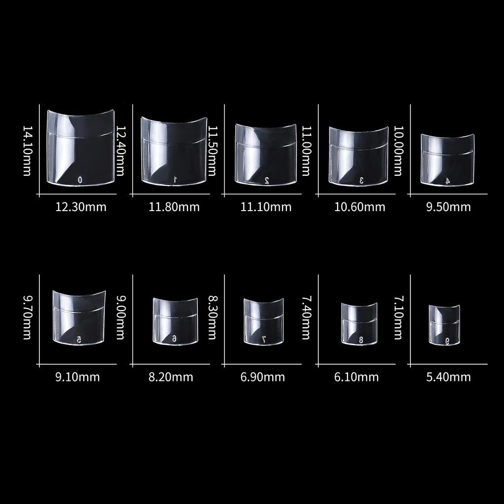 Nail Art Short French Half Sticker 200 Stück Nagelstück in Box, natürlicher transparenter quadratischer Kopf, künstlicher Nagel