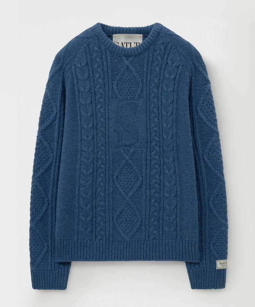 Seteo Big Cable Fisherman Pullover Knit Blue
