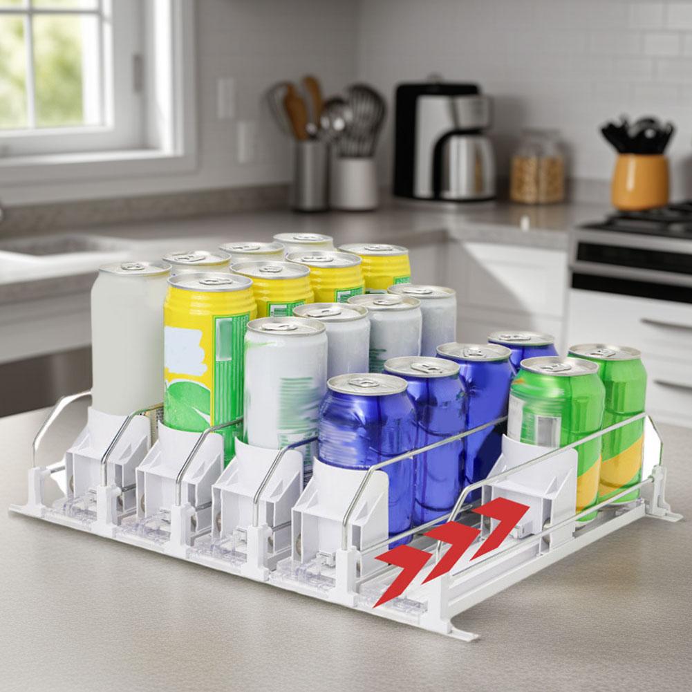 Soda Can Dispenser Automatic Pusher Glide Beer Bottle Beverage Organizer Drink Holder Self-Pushing for Refrigerator