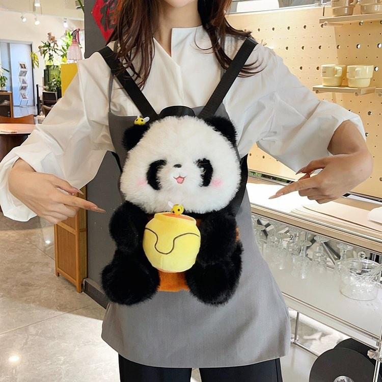 Panda Handheld Cute Honey Can Cartoon Plush Backpack For Kids And Outfits Casual