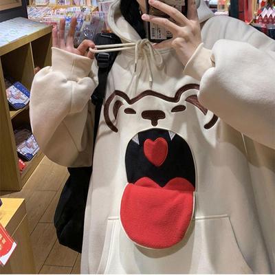 Sweatshirt für Damen, übergroß, mit Kapuze, Herbst und Winter, mit Verdickung der niedlichen Bären-Oberseite, warme, bequeme Jacke
