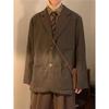 Unisex Japanese Retro Plaid Suit Jacket - Casual Spring/Autumn Vintage Style