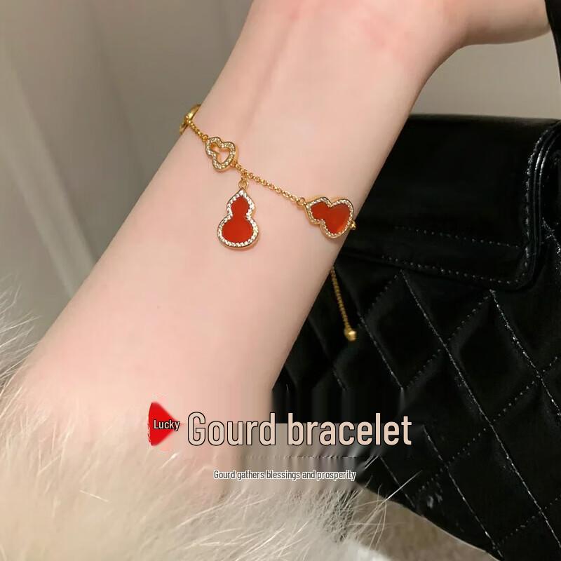 Women s 925 Silver Red Agate Gourd Bracelet