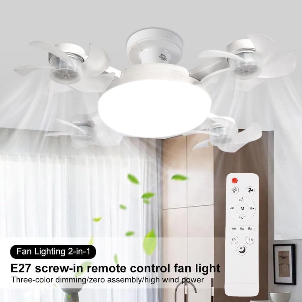 3 Speeds Fan Ceiling Fan Light 3 Colors Lamp Screw in Ceiling Fan Plug in Ceiling Fan  Garage