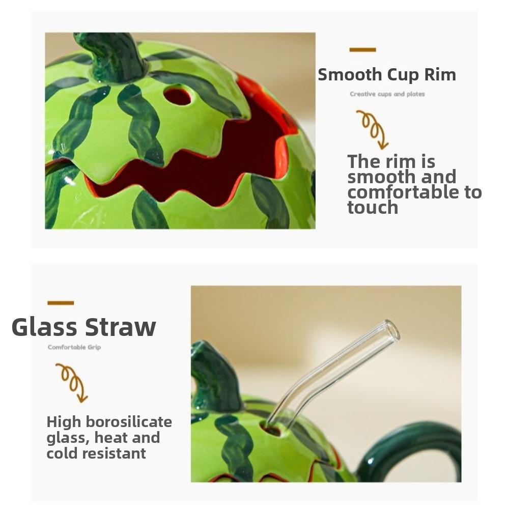Heat Resistant Ceramic Watermelon Cup 500ml Capacity Coffee Mugs Cute Drinking Cup Cafe