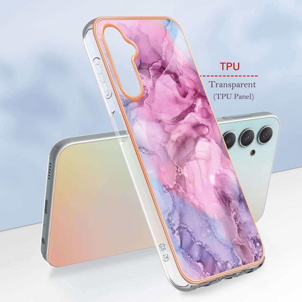 YB IMD Series-16 for Samsung Galaxy A24 4G (162.1 X 77.6 X 8.3mm),IMD 2.0mm Electroplating Marble Pattern Phone Cover
