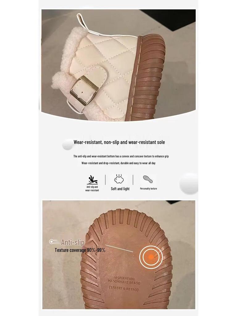 Women's Waterproof Fleece-Lined Winter Shoes - Non-Slip, Thick-Soled Cotton Footwear