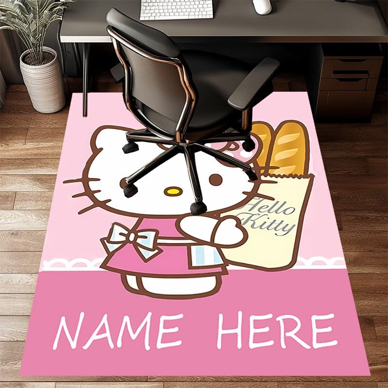 Custom HelloKitty Mat Personalized Name, Polyester Washable Indoor Entryway Rug, Gift for Christmas, Easter, Thanksgiving Day