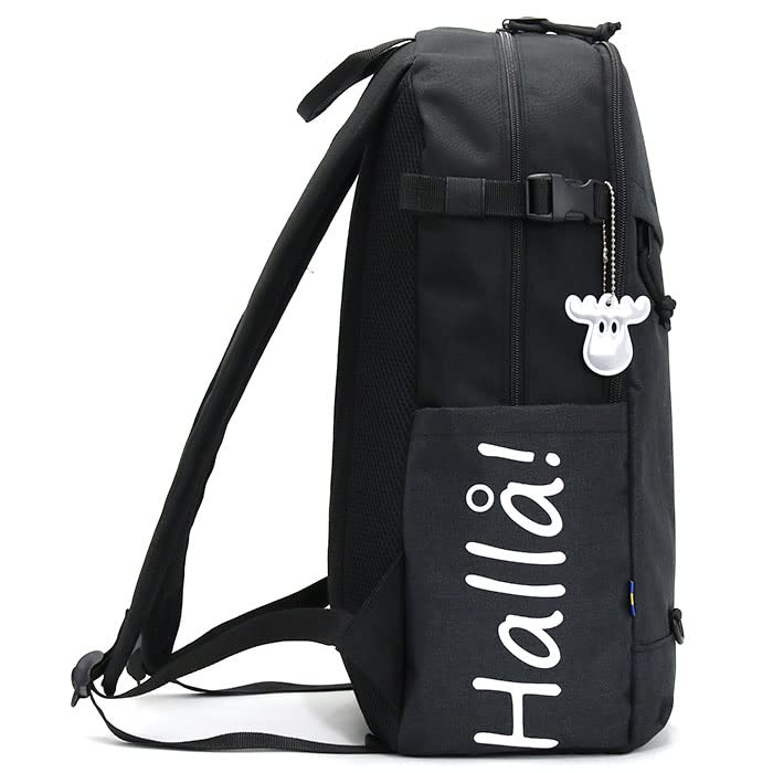 VASKA by Veska Large School Backpack for Men and with Round Black x 30 x 45 x 14cm Backpack, Capacity, Lightweight, Water-Repellent, Women,