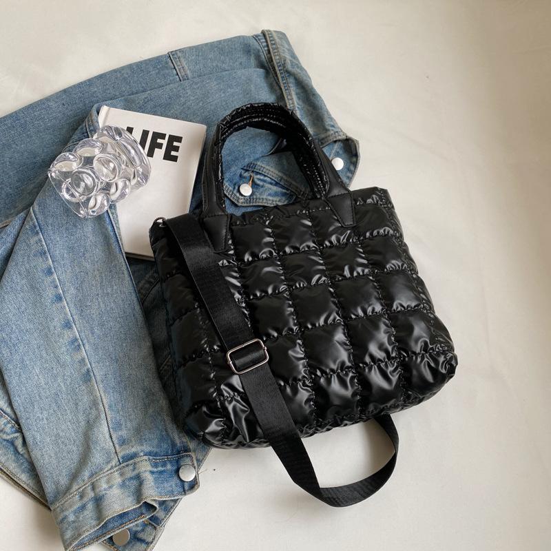 Women Shoulder Bags Ladies Large Capacity Handbag Quilted Padded Tote Bag Nylon Solid Color Satchel Puffer Crossbody Bag