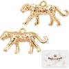 Beebeecraft 1 Box 10Pcs 18K Gold Plated Leopard Cheetah Charms Small Three Dimensional Animal Brass Jewelry Findings with Hoop for DIY Necklace