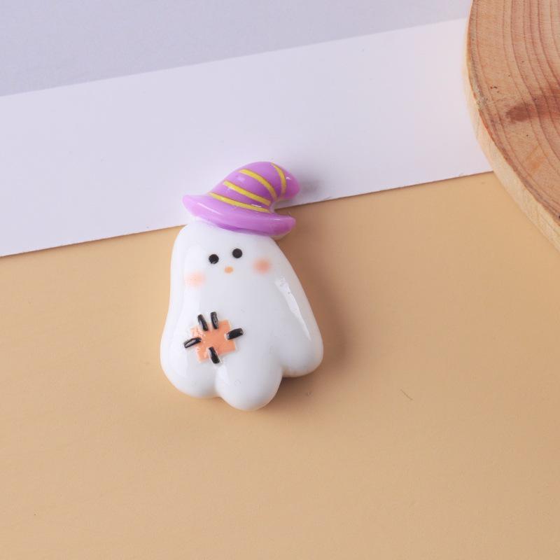 

Украшения из смолы на Хэллоуин, сделанные вручную, полукруглые: Нашивки с тыквой, черепом и привидением