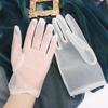 Women Sexy Ultra Thin Wedding Black Faux Silk Opera Gloves Mesh Short Gloves Finger Gloves